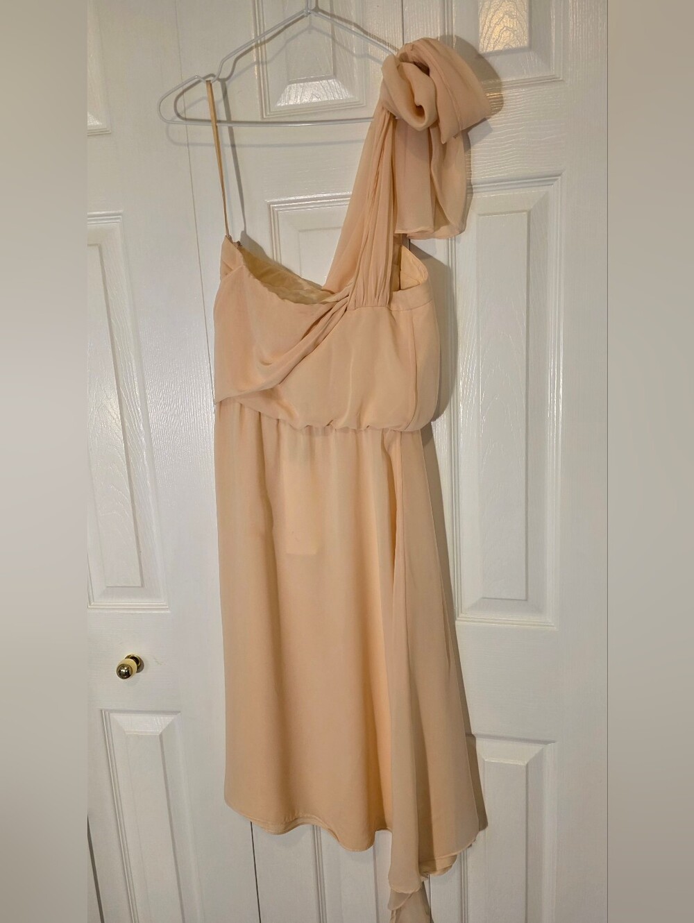 Adam Lippes One-Shoulder Peach Chiffon Midi Dress Size 2 NWT - Picture 4 of 13